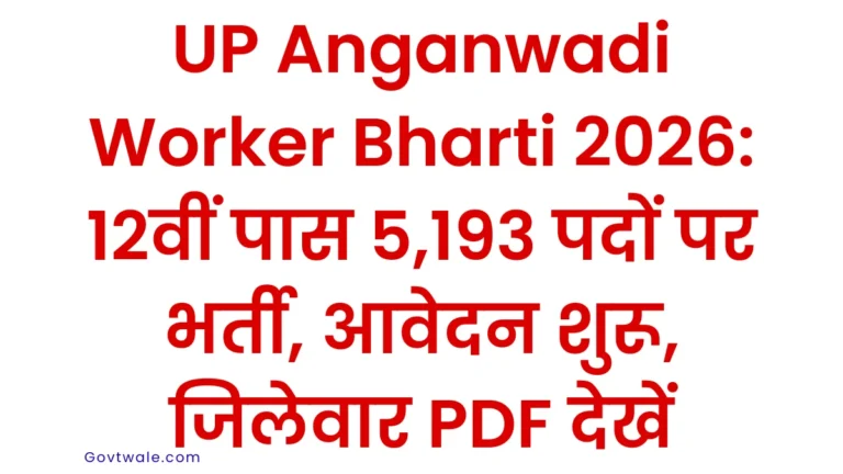 UP Anganwadi Worker Bharti 2026