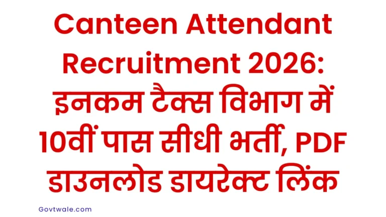 Canteen Attendant Recruitment 2026
