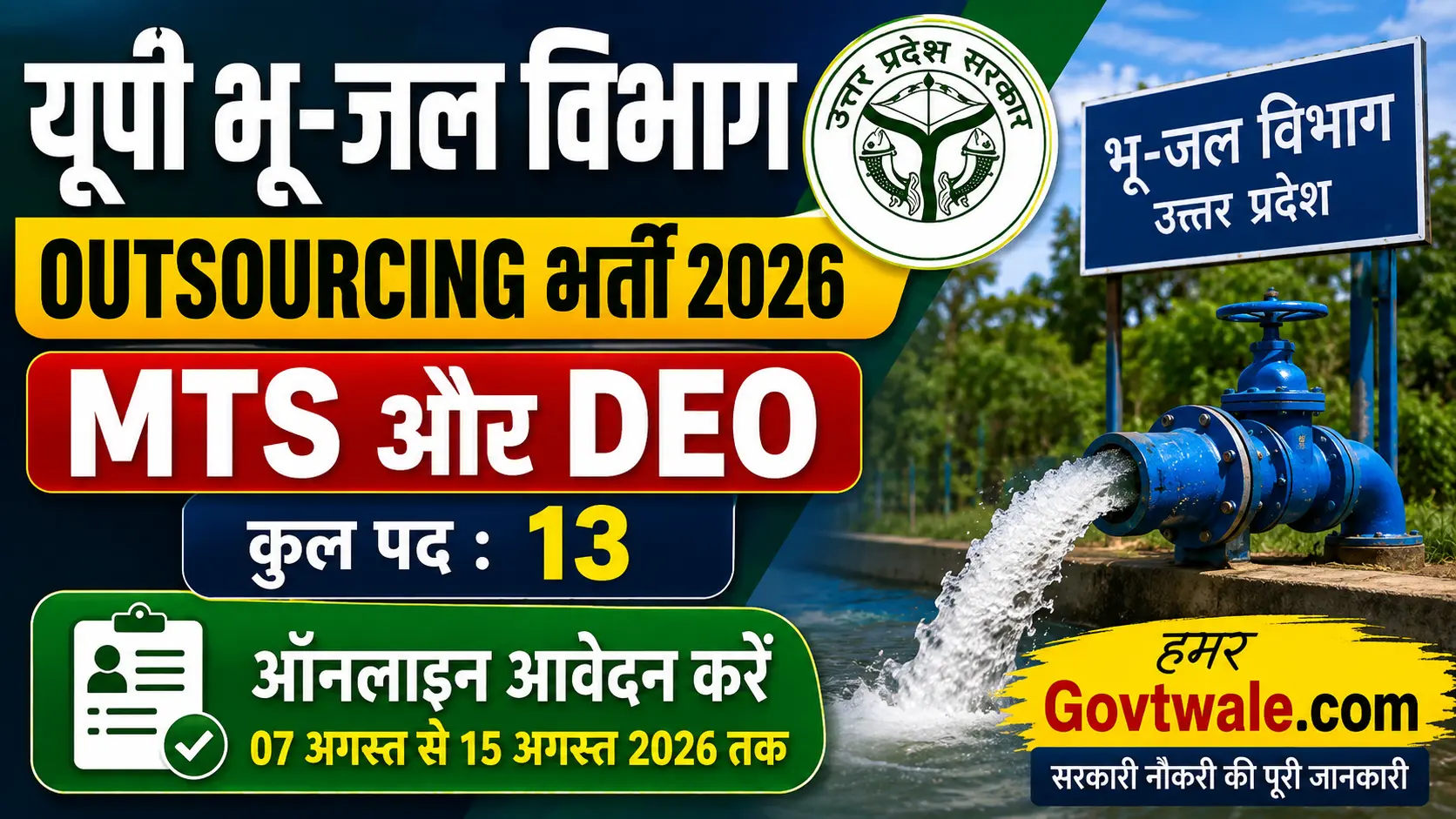 UP Ground Water Department MTS Vacancy 2026